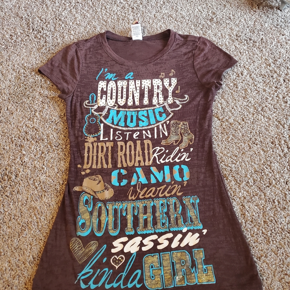 Brown country see through shirt